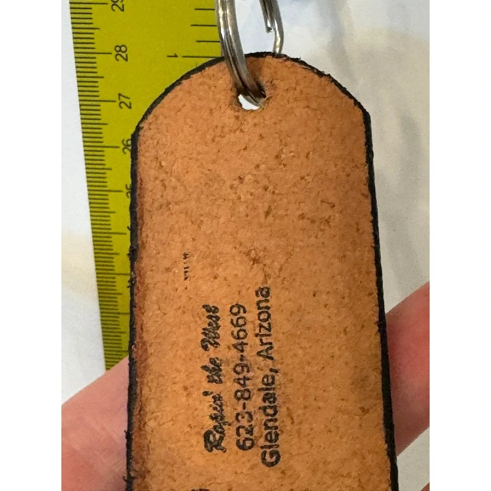 Ropin the West Tooled Leather Eagle Keychain Brown Patriotic Western Made in USA